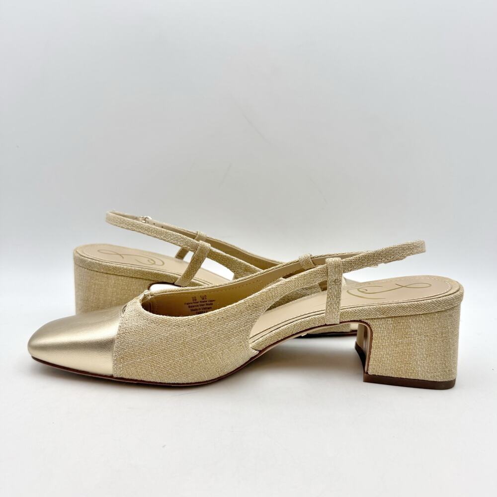 Sam Edelman Metallic Gold Slingback Block Heel - Picture 7 of 14
